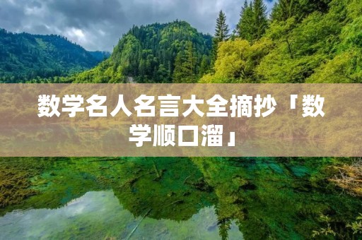 数学名人名言大全摘抄「数学顺口溜」