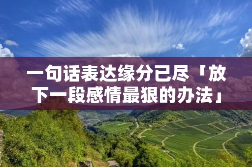 一句话表达缘分已尽「放下一段感情最狠的办法」