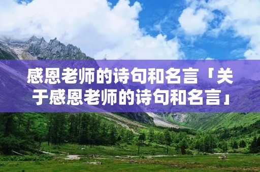 感恩老师的诗句和名言「关于感恩老师的诗句和名言」