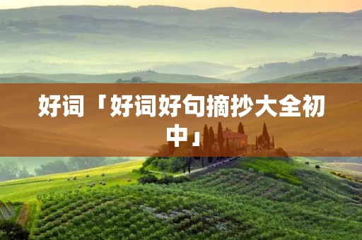 好词「好词好句摘抄大全初中」