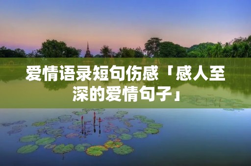 爱情语录短句伤感「感人至深的爱情句子」