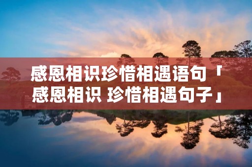 感恩相识珍惜相遇语句「感恩相识 珍惜相遇句子」