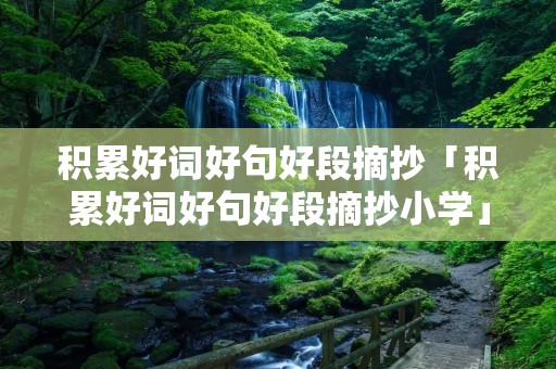 积累好词好句好段摘抄「积累好词好句好段摘抄小学」