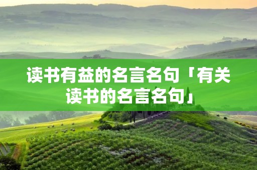 读书有益的名言名句「有关读书的名言名句」