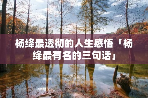 杨绛最透彻的人生感悟「杨绛最有名的三句话」 杨绛最透彻的人生感悟「杨绛最有名的三句话」