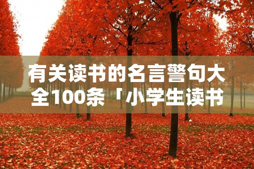 有关读书的名言警句大全100条「小学生读书的名言」