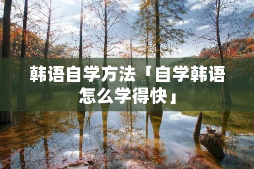 韩语自学方法「自学韩语怎么学得快」