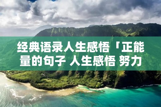 经典语录人生感悟「正能量的句子 人生感悟 努力工作」