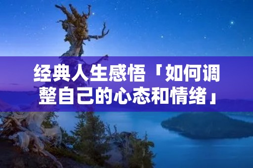 经典人生感悟「如何调整自己的心态和情绪」 经典人生感悟「如何调整自己的心态和情绪」