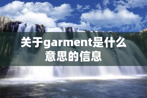关于garment是什么意思的信息