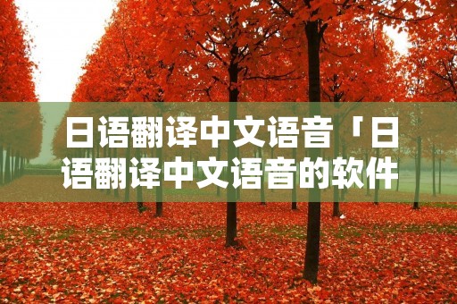 日语翻译中文语音「日语翻译中文语音的软件」