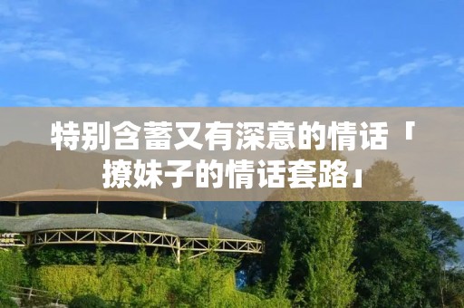 特别含蓄又有深意的情话「撩妹子的情话套路」