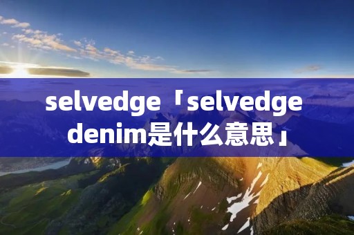 selvedge「selvedge denim是什么意思」