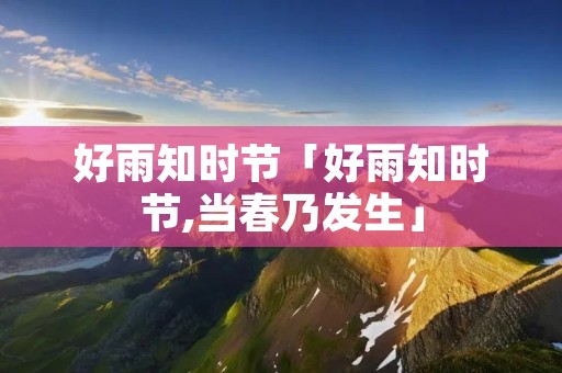 好雨知时节「好雨知时节,当春乃发生」