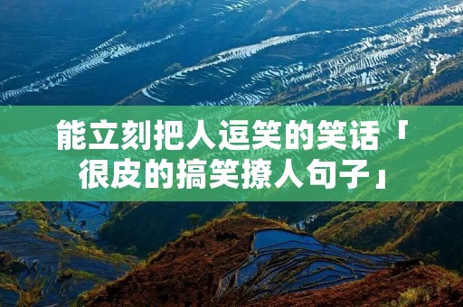 能立刻把人逗笑的笑话「很皮的搞笑撩人句子」