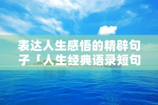 表达人生感悟的精辟句子「人生经典语录短句」