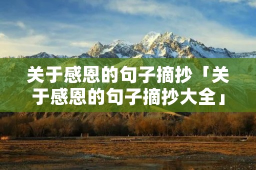 关于感恩的句子摘抄「关于感恩的句子摘抄大全」