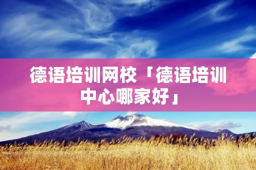 德语培训网校「德语培训中心哪家好」