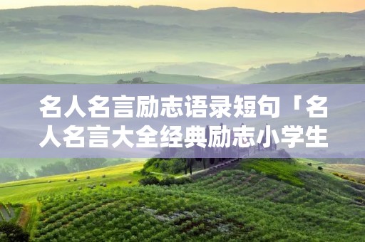 名人名言励志语录短句「名人名言大全经典励志小学生」