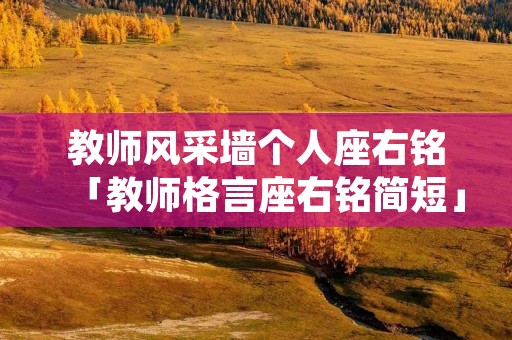 教师风采墙个人座右铭「教师格言座右铭简短」