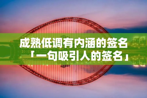 成熟低调有内涵的签名「一句吸引人的签名」