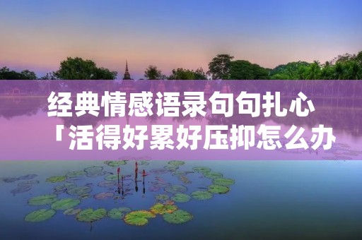 经典情感语录句句扎心「活得好累好压抑怎么办」