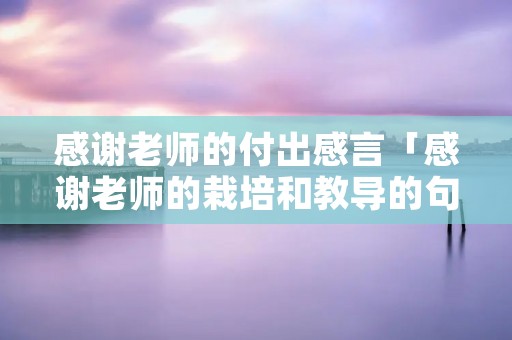 感谢老师的付出感言「感谢老师的栽培和教导的句子」