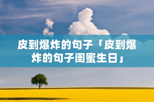 皮到爆炸的句子「皮到爆炸的句子闺蜜生日」