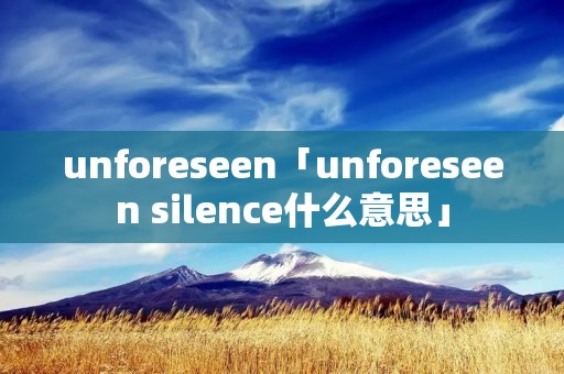 unforeseen「unforeseen silence什么意思」