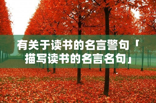有关于读书的名言警句「描写读书的名言名句」