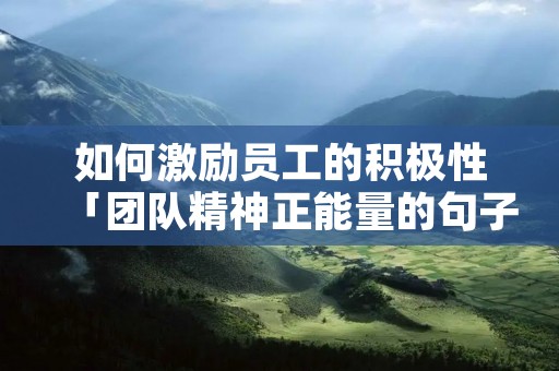 如何激励员工的积极性「团队精神正能量的句子」