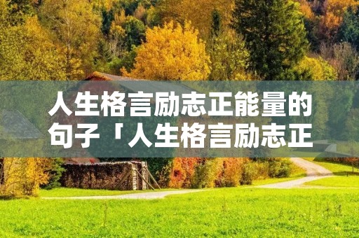 人生格言励志正能量的句子「人生格言励志正能量的句子100字」