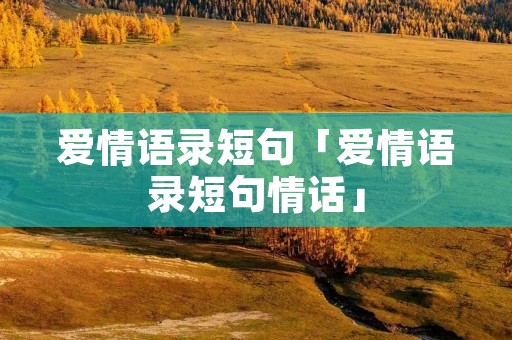 爱情语录短句「爱情语录短句情话」