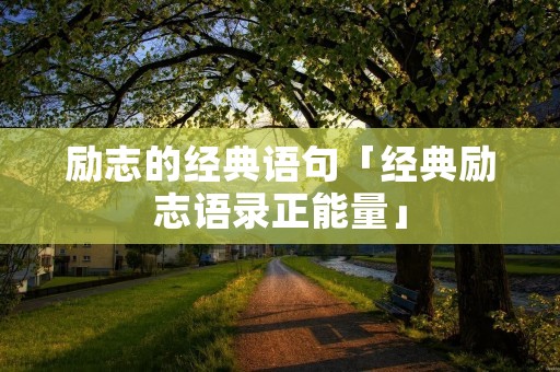 励志的经典语句「经典励志语录正能量」