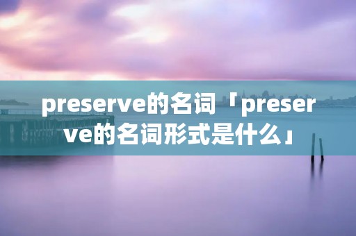 preserve的名词「preserve的名词形式是什么」