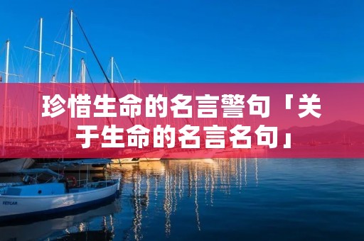 珍惜生命的名言警句「关于生命的名言名句」
