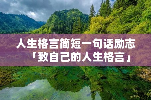 人生格言简短一句话励志「致自己的人生格言」