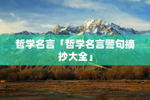 哲学名言「哲学名言警句摘抄大全」