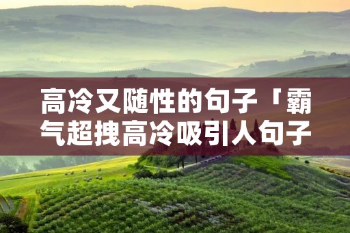 高冷又随性的句子「霸气超拽高冷吸引人句子」