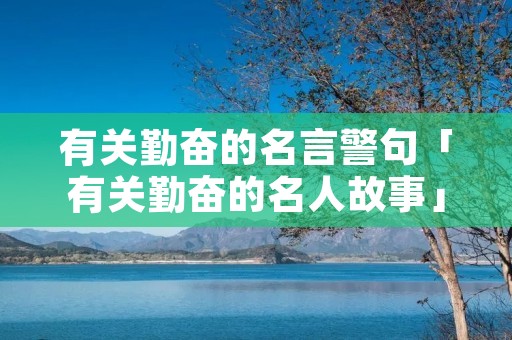 有关勤奋的名言警句「有关勤奋的名人故事」