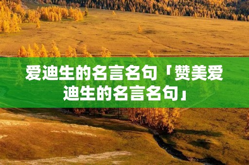 爱迪生的名言名句「赞美爱迪生的名言名句」