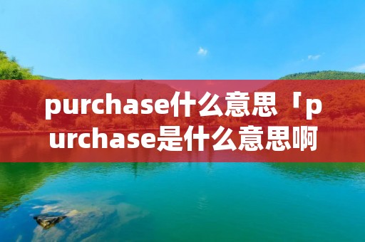 purchase什么意思「purchase是什么意思啊」