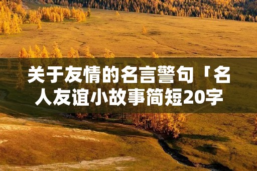 关于友情的名言警句「名人友谊小故事简短20字」