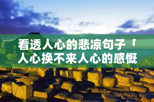 看透人心的悲凉句子「人心换不来人心的感慨」