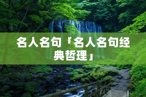 名人名句「名人名句经典哲理」