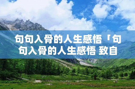 句句入骨的人生感悟「句句入骨的人生感悟 致自己」