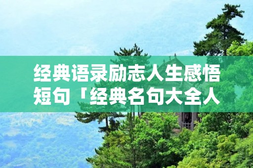 经典语录励志人生感悟短句「经典名句大全人生哲理」