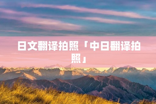 日文翻译拍照「中日翻译拍照」 日文翻译拍照「中日翻译拍照」