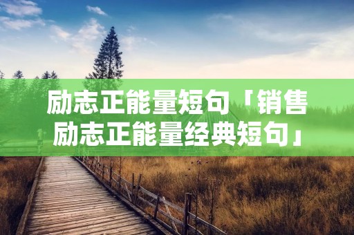 励志正能量短句「销售励志正能量经典短句」