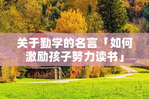 关于勤学的名言「如何激励孩子努力读书」